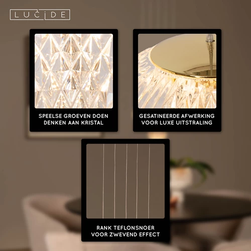 Lucide CINTRA - Hanglamp - Ø 32 cm - LED Dimb. - 5x4,7W 2700K - Transparant - USP